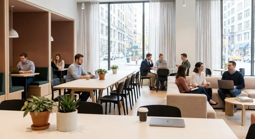 Flexible office space for hybrid work schedules