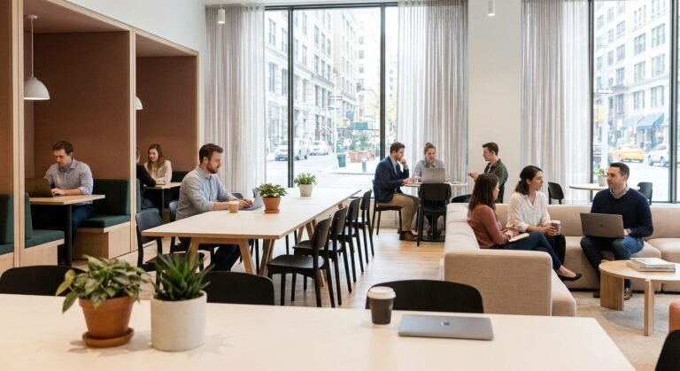 Flexible office space for hybrid work schedules